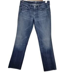 7 FOR ALL MANKIND Colette Straight Leg Jean Embroidered Pockets 27 Medium Wash